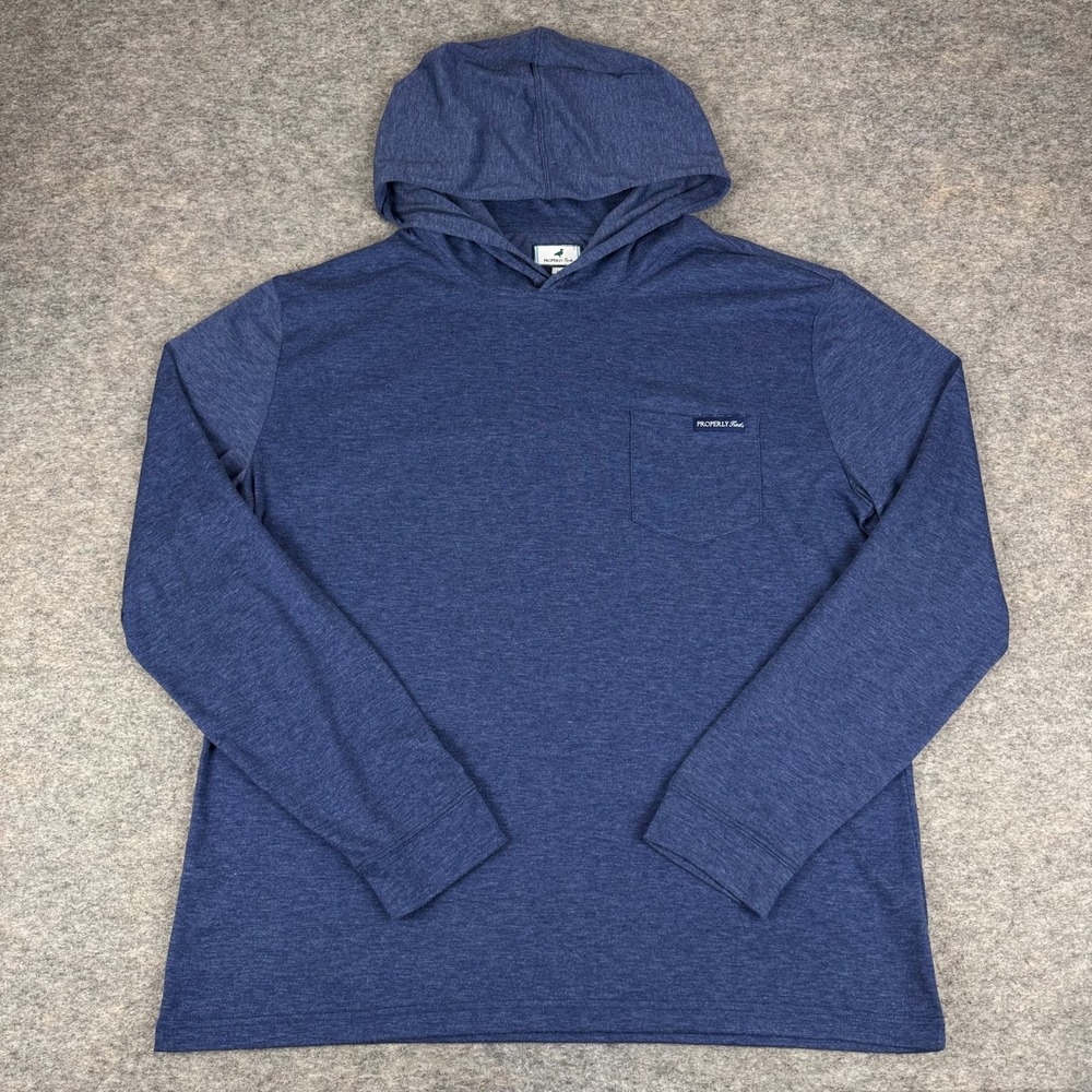 Properly Tied Portland Hoodie Shirt Long Sleeve Blue Mens Large L